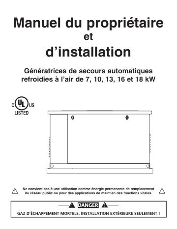 Generac 18 kW G0054160 Standby Generator Manuel utilisateur | Fixfr