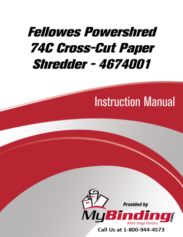 MyBinding Fellowes Powershred 74C Cross-Cut Paper Shredder Manuel utilisateur | Fixfr