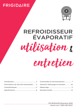 NewAir FEC3K5GA00 Frigidaire Evaporative Cooler, 3500 CFM, Energy Efficient Eco-Friendly Cooling, 21 Gallon Water Tank Manuel utilisateur