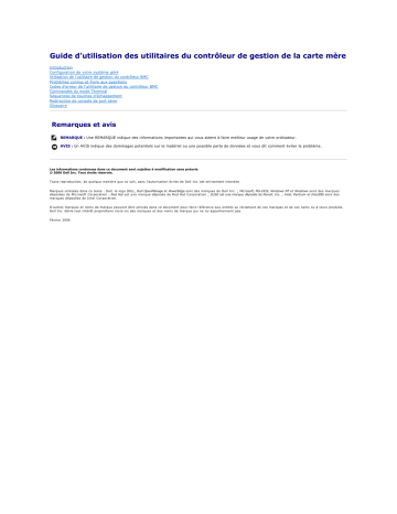 Dell OpenManage Baseboard Management Controller Version 2.0 software Manuel utilisateur | Fixfr