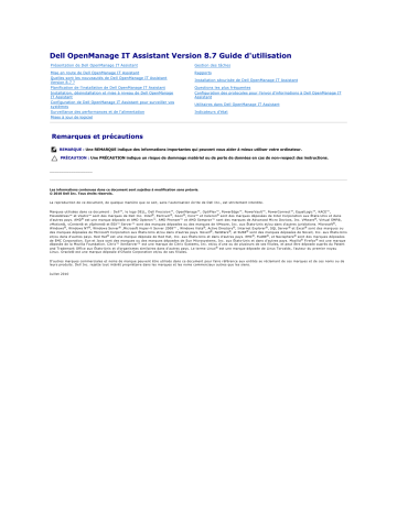 Dell OpenManage IT Assistant Version 8.7 software Manuel utilisateur | Fixfr