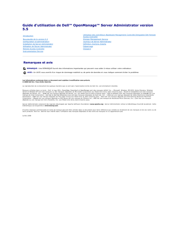 Dell OpenManage Server Administrator Version 5.5 software Manuel utilisateur | Fixfr