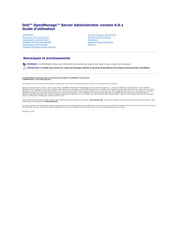 Dell OpenManage Server Administrator Version 6.0.1 software Manuel utilisateur | Fixfr