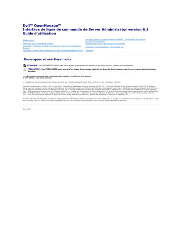 Dell OpenManage Server Administrator Version 6.1 software Manuel utilisateur | Fixfr