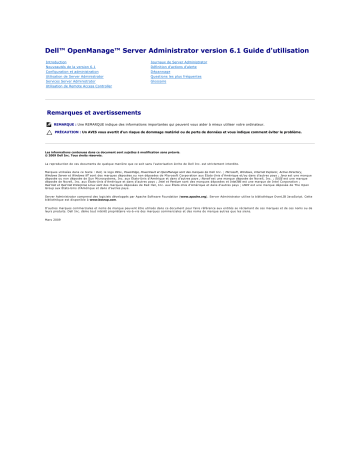 Dell OpenManage Server Administrator Version 6.1 software Manuel utilisateur | Fixfr