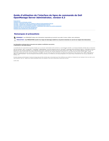 Dell OpenManage Server Administrator Version 6.3 software Manuel utilisateur | Fixfr