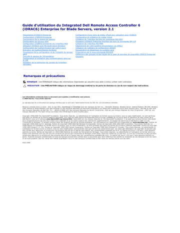 Dell iDRAC6 for Blade Servers Version 2.1 software Manuel utilisateur | Fixfr