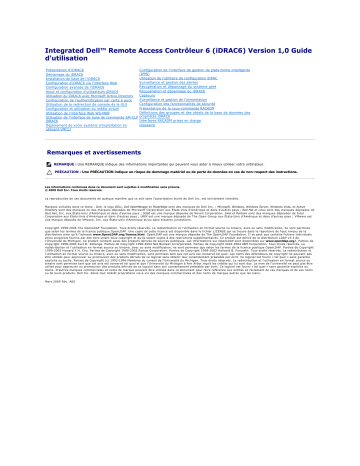 Dell iDRAC6 for Monolithic Servers Version 1.0 software Manuel utilisateur | Fixfr