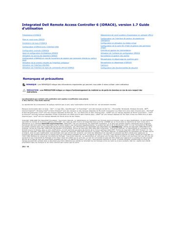 Dell iDRAC6 for Monolithic Servers Version 1.7 software Manuel utilisateur | Fixfr