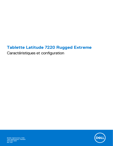 Dell Latitude 7220 Rugged Extreme tablet Manuel du propriétaire | Fixfr
