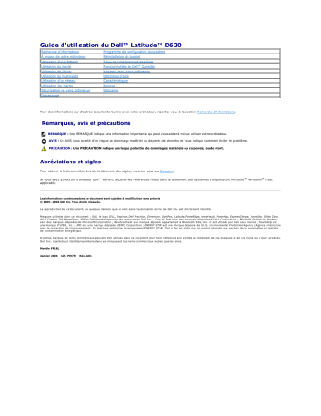 Dell Latitude D620 laptop Manuel utilisateur | Fixfr