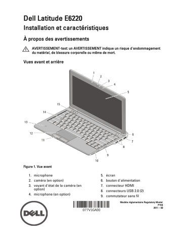 Dell Latitude E6220 laptop Guide de démarrage rapide | Fixfr