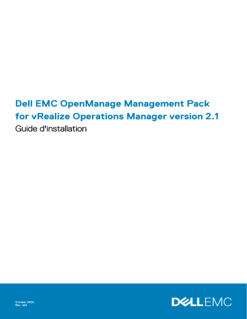 Dell Current Version OpenManage Management Pack for vRealize Operations Manager Manuel du propriétaire | Fixfr