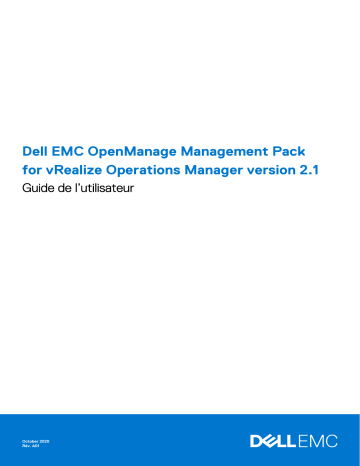 Dell Current Version OpenManage Management Pack for vRealize Operations Manager Manuel utilisateur | Fixfr