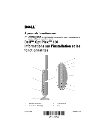 Dell OptiPlex 160 desktop Guide de démarrage rapide | Fixfr