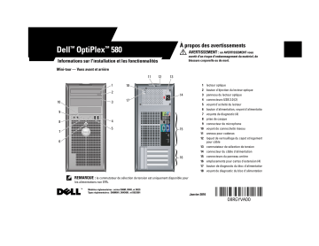 Dell OptiPlex 580 desktop Guide de démarrage rapide | Fixfr
