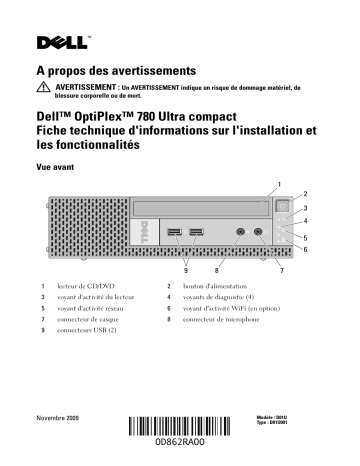 Dell OptiPlex 780 desktop Guide de démarrage rapide | Fixfr