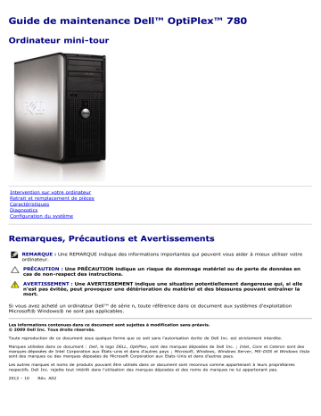 Dell OptiPlex 780 desktop Manuel utilisateur | Fixfr