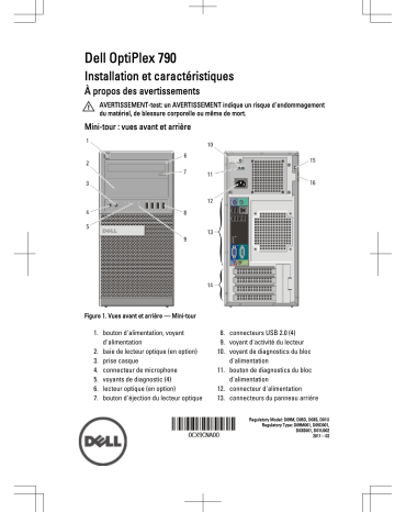 Dell OptiPlex 790 desktop Guide de démarrage rapide | Fixfr