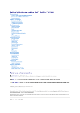 Dell OptiPlex GX400 desktop Manuel utilisateur