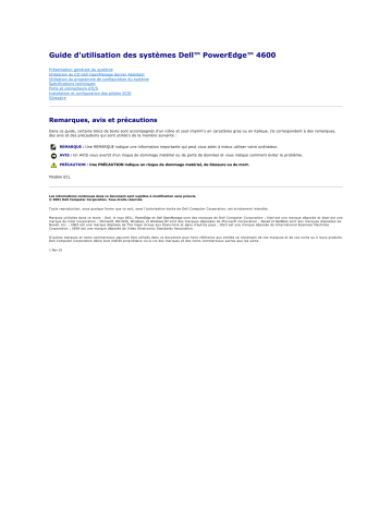 Dell PowerEdge 4600 server Manuel utilisateur | Fixfr