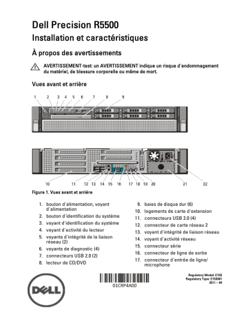 Dell Precision R5500 workstation Guide de démarrage rapide | Fixfr