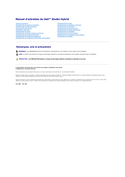 Dell Studio Hybrid D140G desktop Manuel utilisateur