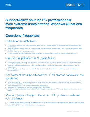 Dell SupportAssist for Business PCs software Manuel du propriétaire | Fixfr