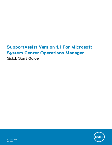 Dell SupportAssist for Microsoft System Center Operations Manager software Guide de démarrage rapide | Fixfr