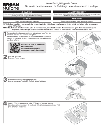 Installation manuel | Broan FG110HBS 100/110 CFM Size Heater Exhaust Cover Upgrade Guide d'installation | Fixfr