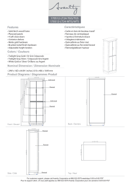 Avanity 170512-LT24-TGG Allie/Austen 24-in W x 65-in H x 16-in D Twilight Gray Wood Freestanding Linen Cabinet Manuel utilisateur