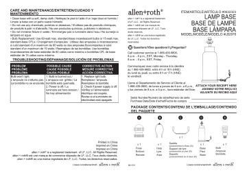 Mode d'emploi | Allen + Roth LB2976 21.5-in Turquoise Plug-In 3-Way Glass Lamp Base Manuel utilisateur | Fixfr