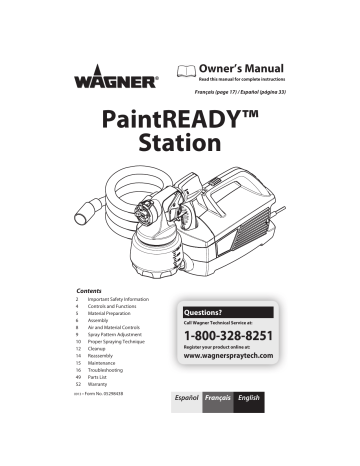 WAGNER 0529017 PaintReady Station Electric Stationary HVLP Paint Sprayer Manuel utilisateur | Fixfr