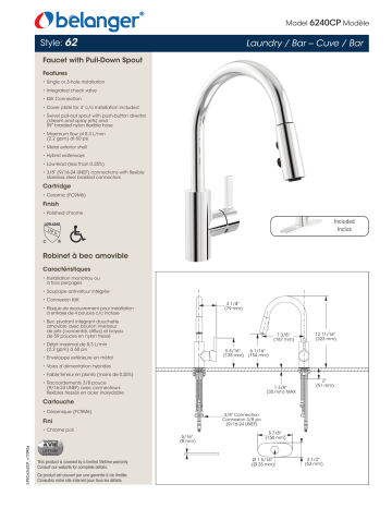 Keeney 6240CP Belanger Polished Chrome 1-handle Utility Faucet Manuel utilisateur | Fixfr