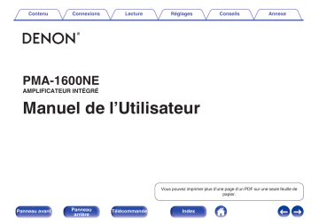 Denon PMA-1600NE AMPLIFICATEUR INTÉGRÉ Manuel du propriétaire | Fixfr