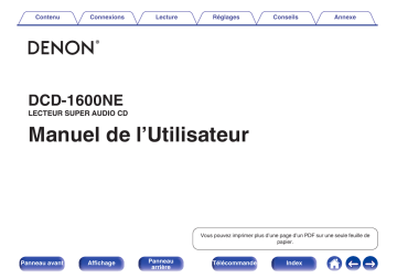 Denon DCD-1600NE LECTEUR DE SUPER AUDIO CD Manuel du propriétaire | Fixfr