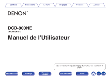 Denon DCD-800NE LECTEUR CD Manuel du propriétaire | Fixfr
