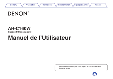 Denon AH-C160W Casque Fitness sans fil Manuel du propriétaire | Fixfr