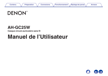 Denon AH-GC25W Casque circum-auriculaire sans fil Manuel du propriétaire | Fixfr