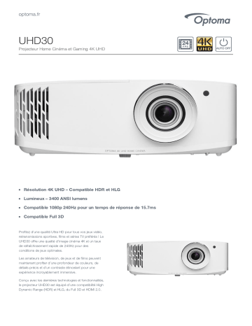 Manuel du propriétaire | Optoma UHD30 projector Manuel utilisateur | Fixfr