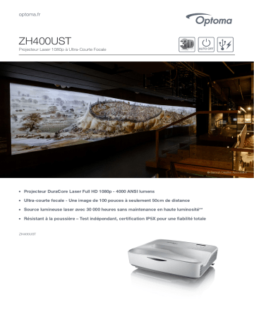 Manuel du propriétaire | Optoma ZH400UST Short throw Projector Manuel utilisateur | Fixfr