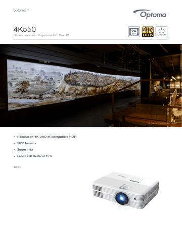 Manuel du propriétaire | Optoma 4K550 4K Ultra HD projector Manuel utilisateur | Fixfr
