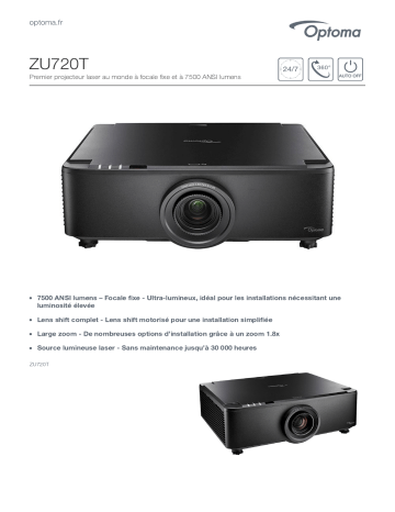 Manuel du propriétaire | Optoma ZU720T WUXGA laser projector Manuel utilisateur | Fixfr