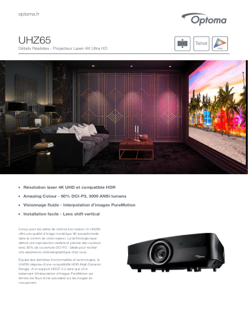 Manuel du propriétaire | Optoma UHZ65 Powerful Laser 4K Ultra High-Definition Projector Manuel utilisateur | Fixfr