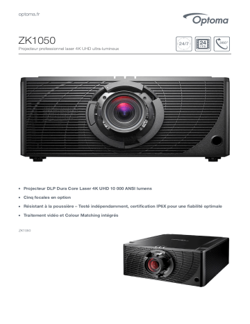 Manuel du propriétaire | Optoma ZK1050 High brightness professional 4K UHD laser projector Manuel utilisateur | Fixfr