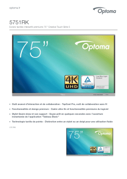 Optoma 5751RK Creative Touch 5 Series 75" premium interactive flat panel display Manuel utilisateur