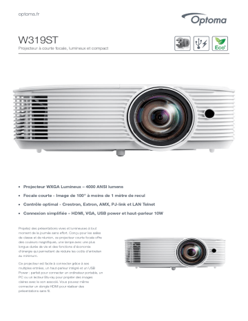 Manuel du propriétaire | Optoma W319ST Short throw projector Manuel utilisateur | Fixfr