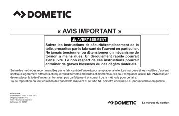 Installation manuel | Dometic Important Notice Guide d'installation | Fixfr