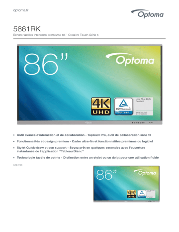 Manuel du propriétaire | Optoma 5861RK Creative Touch 5 series 86