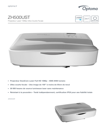 Manuel du propriétaire | Optoma ZH500UST Short throw laser projector Manuel utilisateur | Fixfr